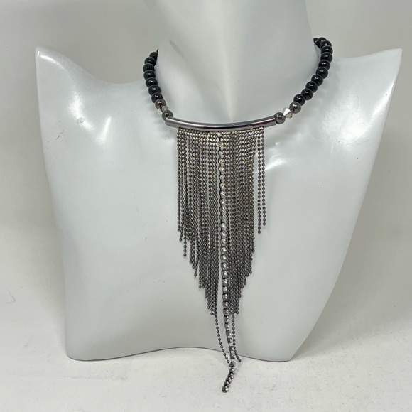 Jasper bead choker cocktail bling bib necklace & earrings - Picture 3 of 7